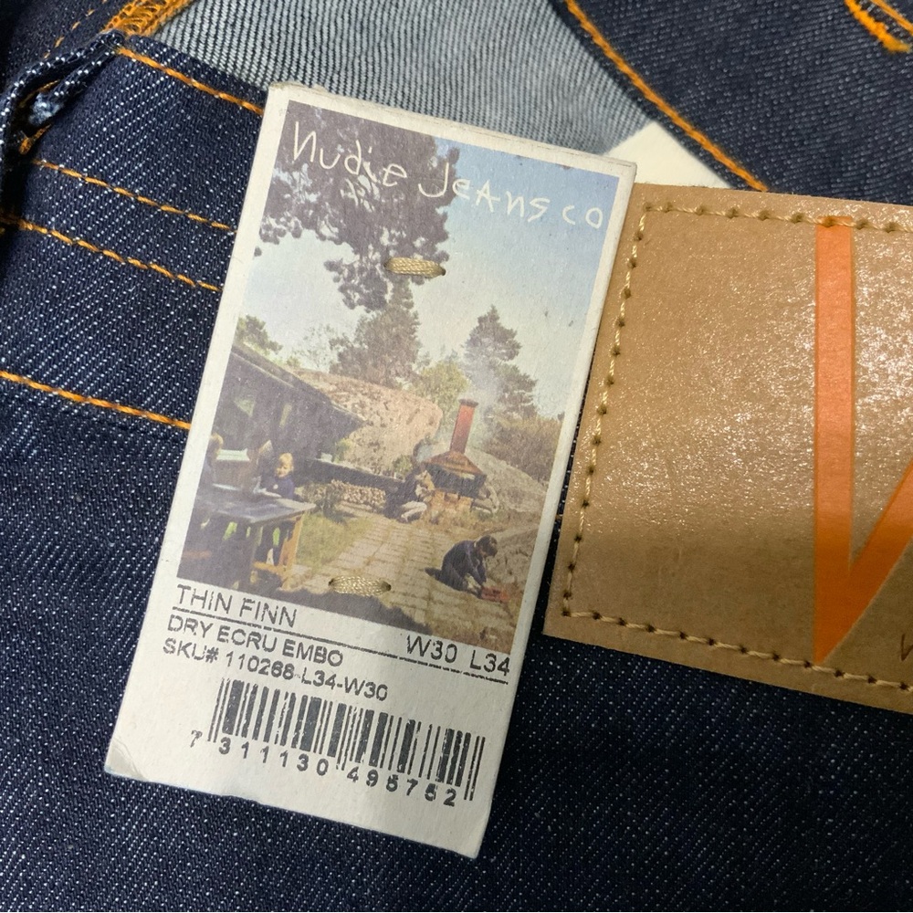 Nudie Thin Finn Dark Wash Denim Blue Jeans. Mens Size W30 x L34. (NWT) - Picture 11 of 11